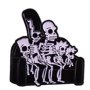 The-Simpsons Skeleton Family on Couch Enamel Pin Brooch, Enamel Pin Intr…